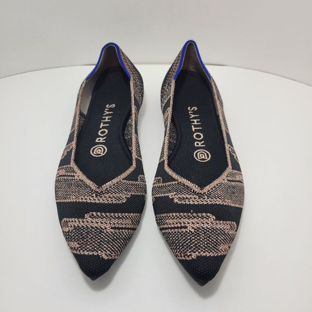 Rothy's The Point Women's Size 7 US Golden Shimmer Slip on Flat Shoes